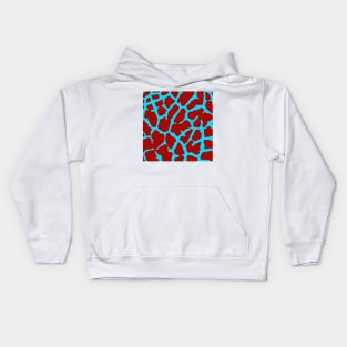 Giraffe Print Red Cyan Kids Hoodie